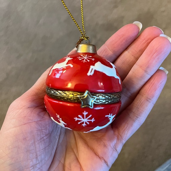 Stanley Other - Red Holiday Ornament with Reindeer Design, Opens at Clasp